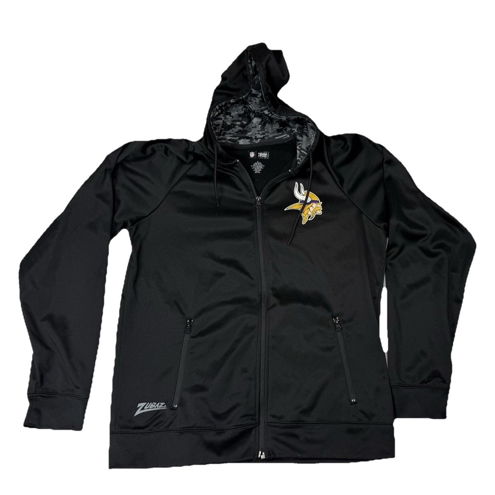 Zubaz NFL Team Apparel Minnesota Vikings Mens Full Zip Performance Fleece Hoodie